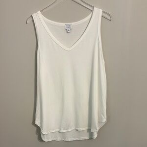 Peyton Jensen White V-Neck Sleeveless Top Size Large